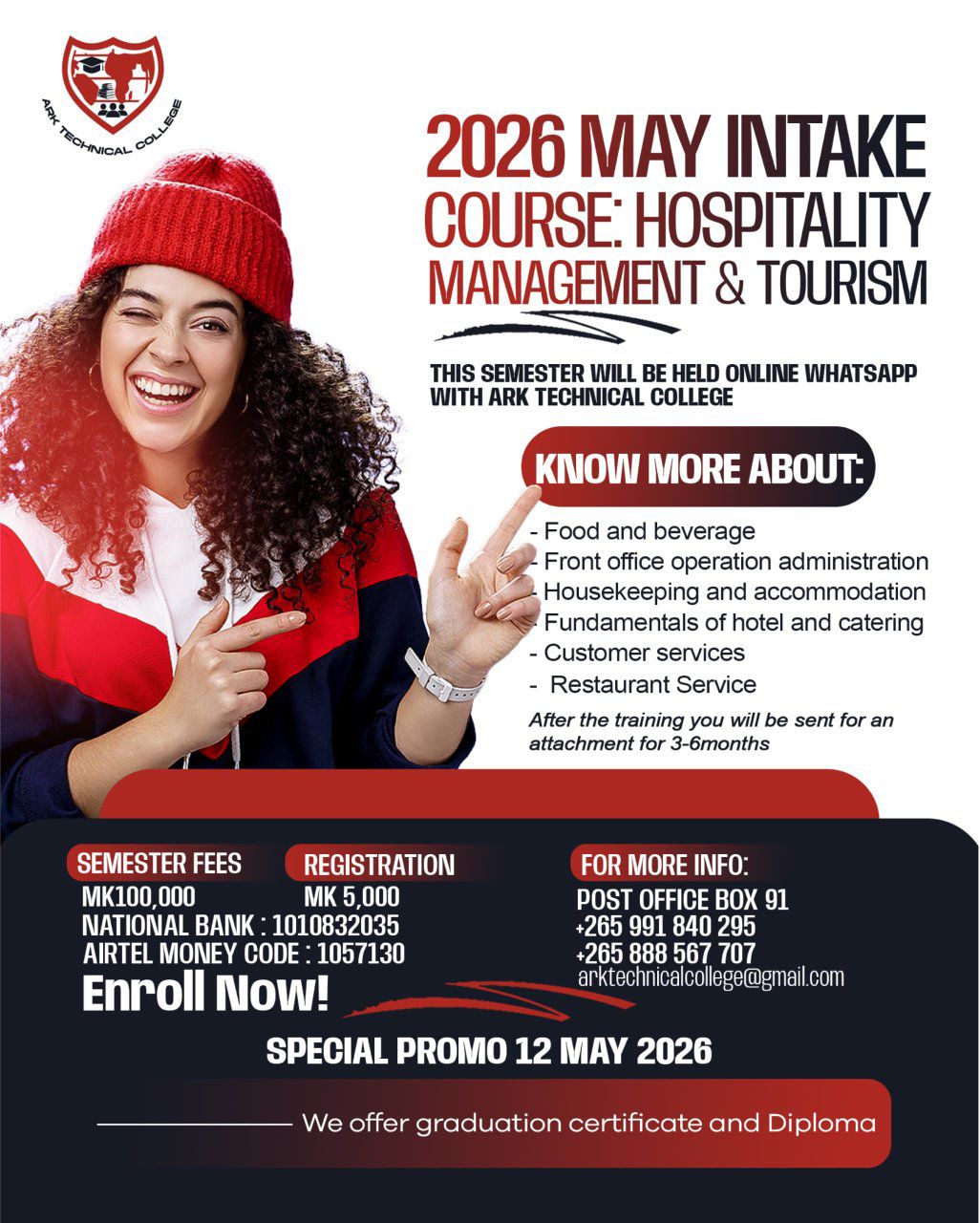 ARK Technical College hospitality and practical training